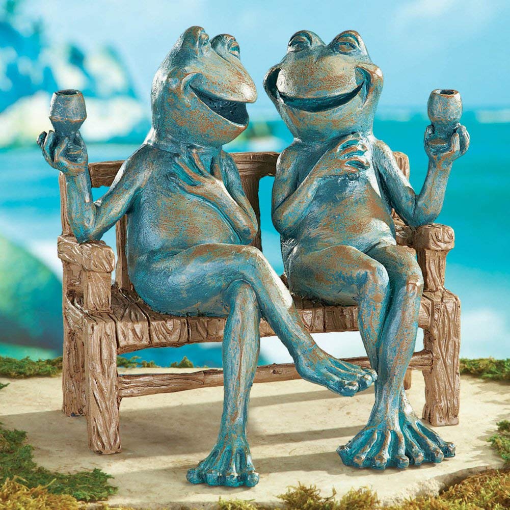 Amazon.com : Accents Depot Happy Hour Couple Frogs Drinking Garden